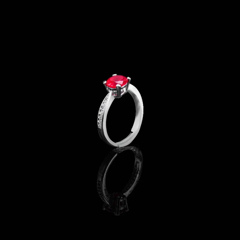 Women’s engagement rings-Nipura Solitaire Ruby Zircon Ring