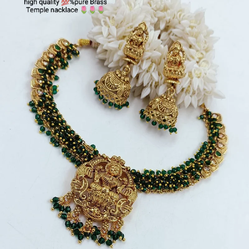 Women’s vintage gold necklaces-Pooja Bangles Gold Plated Temple Necklace Set