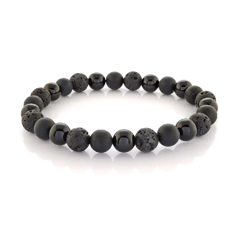 Women’s square-shaped bracelets-Lava Stone and Black Onyx Men's Beaded Bracelet