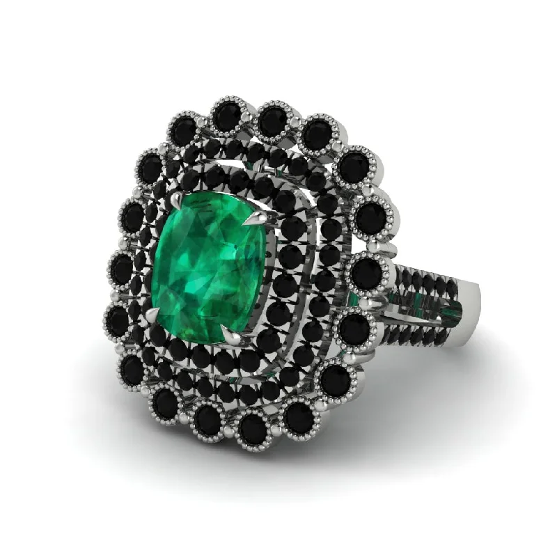 Women’s engagement rings with emerald diamonds-Black Diamond Multi Halo Oval Engagement Ring - Caitlin No. 36