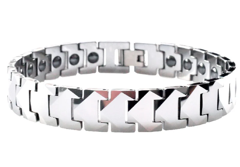 Women’s adjustable bracelets-Mens Puzzle Link Tungsten Link Bracelet