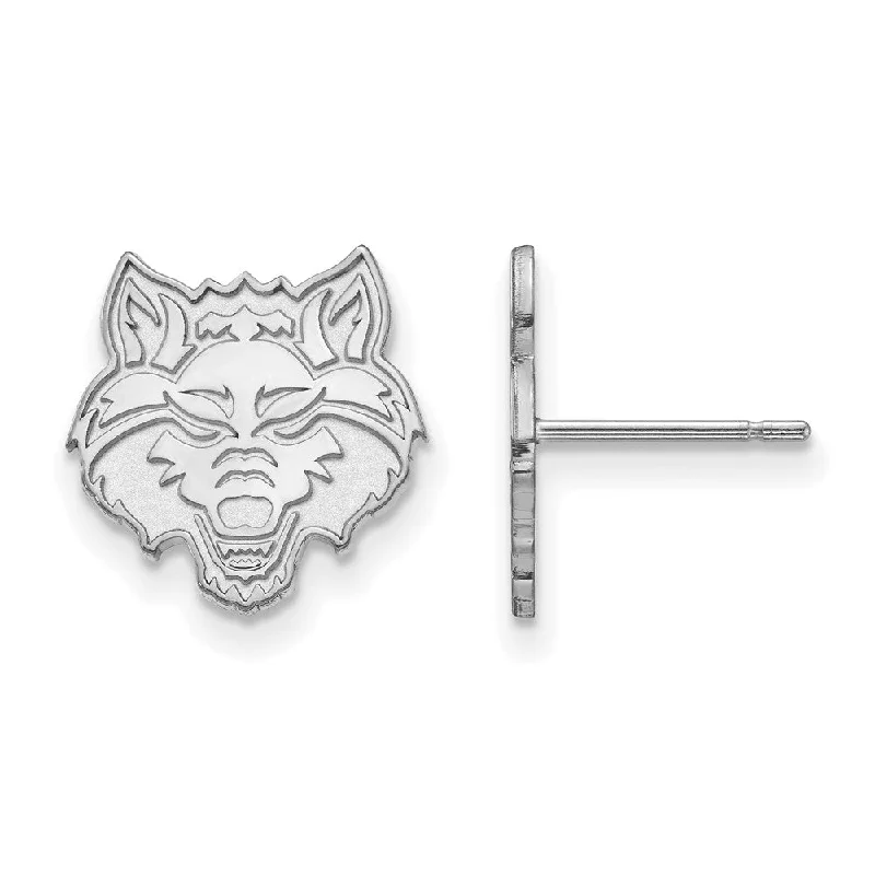 Women’s sophisticated earrings-14k White Gold Arkansas State University Small Post Earrings