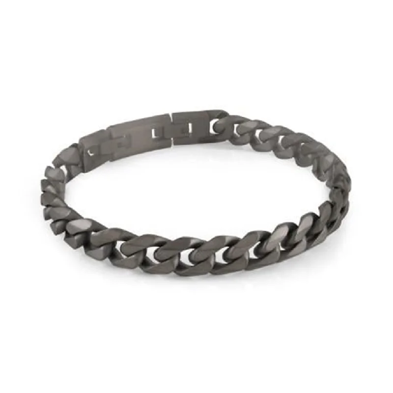 Women’s unique bangles-IP Gunmetal 10mm Curb Chain Men's Bracelet