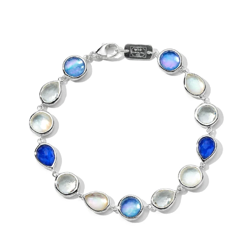 Women’s braided bracelets-Sterling Silver Flexible Bracelet with Multi Stone