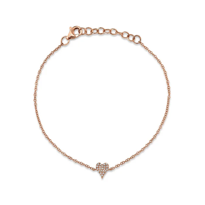 Women’s floral bracelets-14K Rose Gold Diamond Heart Bracelet by Shy Creation