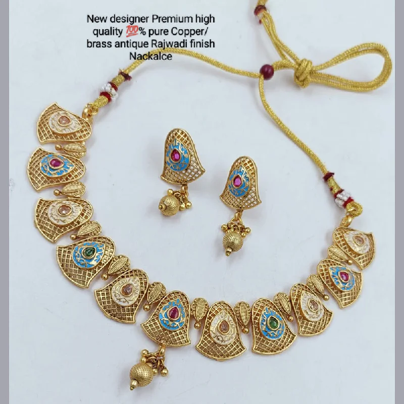 Women’s collar necklaces-Manisha Jewellery Gold Plated Pota Meenakari Necklace Set