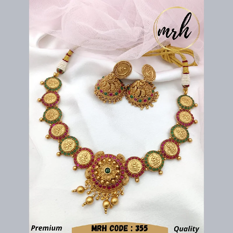 Women’s ruby necklaces-Jewel Addiction Gold Plated Temple Necklace Set