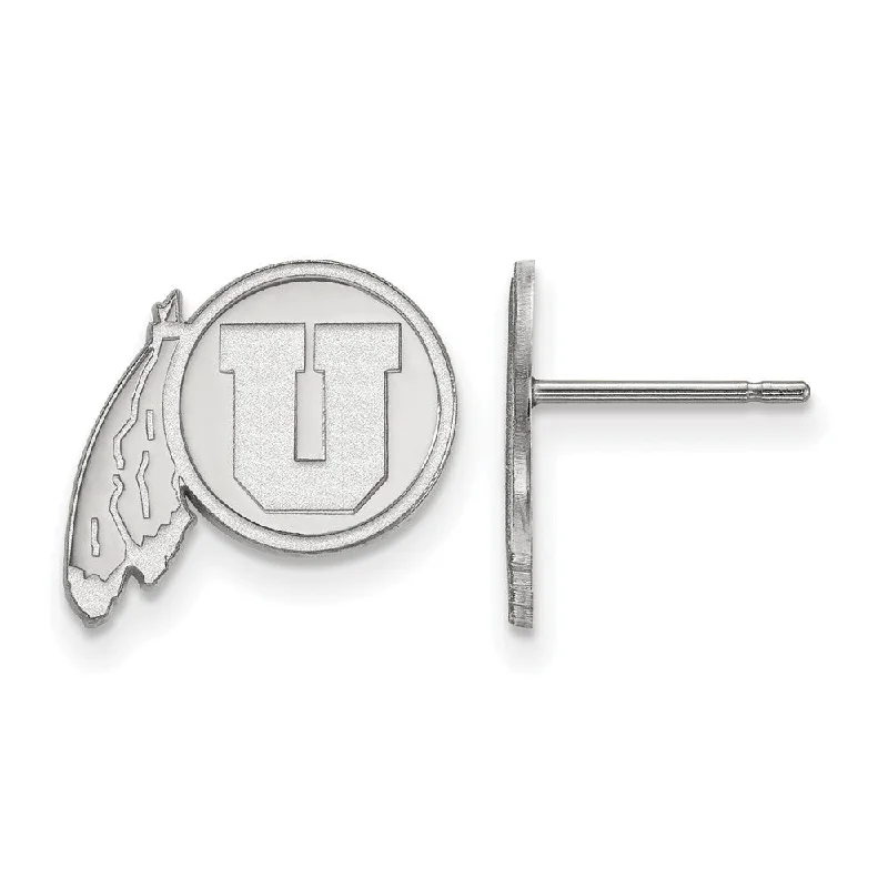 Women’s huggie earrings-14k White Gold University of Utah Small Post Earrings