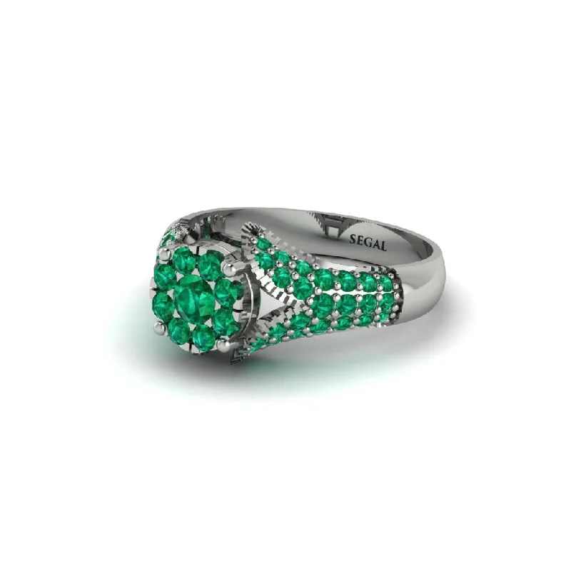 Women’s engagement rings with color-changing diamonds-Emerald Floral Cluster Engagement Ring  - Penelope No. 21