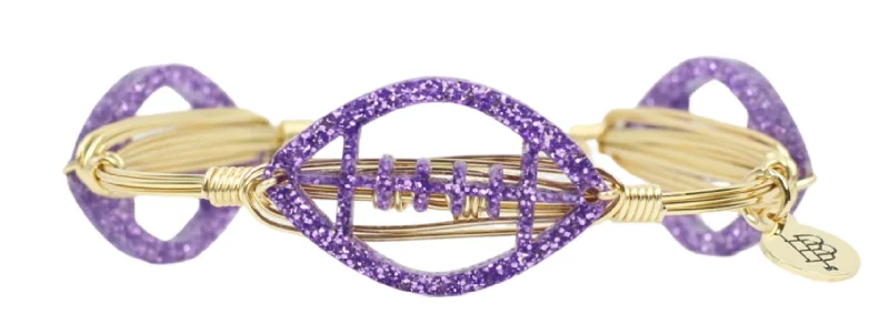 Women’s infinity bangles-The Acrylic Football Bangle Bracelet - Purple Glitter