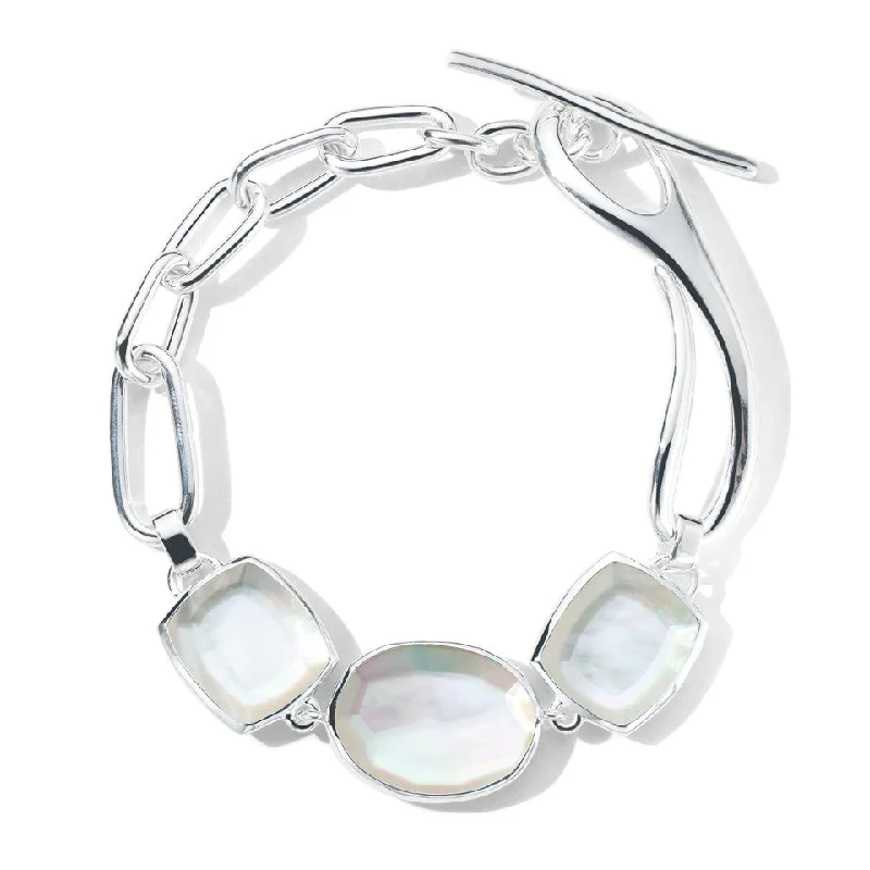 Women’s gemstone bangles-Sterling Silver Mixed-Cut Stone & Linea Link Bracelet