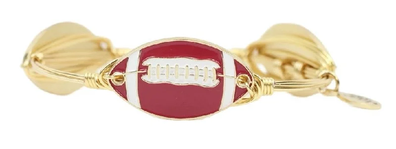 Women’s heart-shaped bracelets-The Football Bangle Bracelet - Crimson