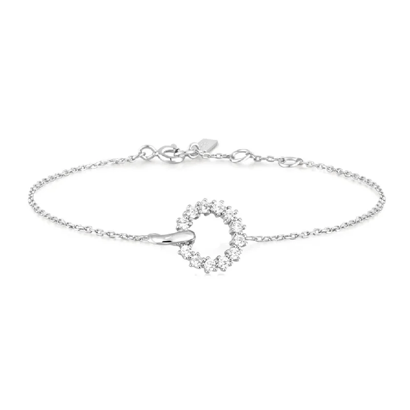 Women’s bohemian bracelets-Sterling Silver Cubic Zirconia Interlocking Circle Bracelet by Ania Haie