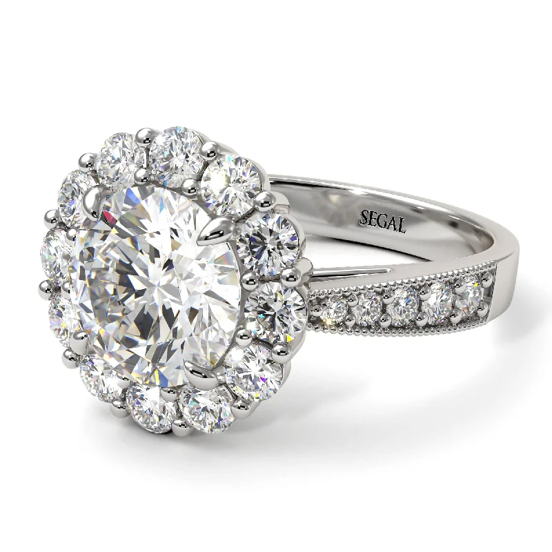 Women’s engagement rings with intricate detailing-Diamond Round Halo Engagement Ring - Unity No. 3