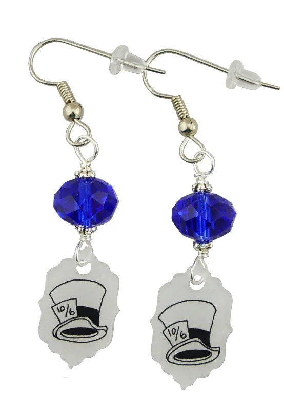 Women’s designer earrings-Alice in Wonderland Inspired Mad Hatter Hat Earrings