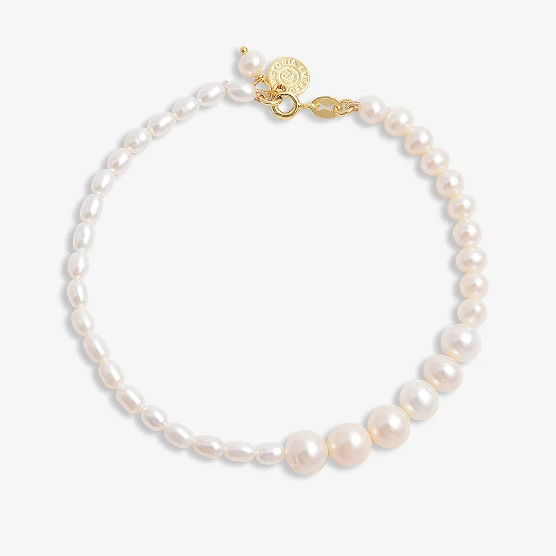 Women’s delicate bangles-Asymmetrical Pearl Bracelet