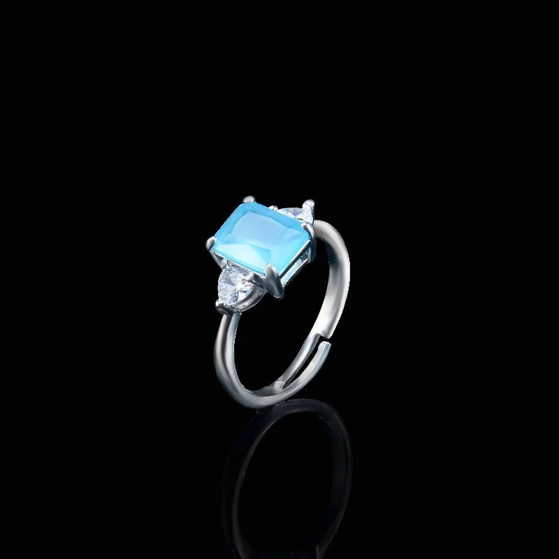 Women’s emerald rings-Nipura Baby Blue Zircon Petal Ring