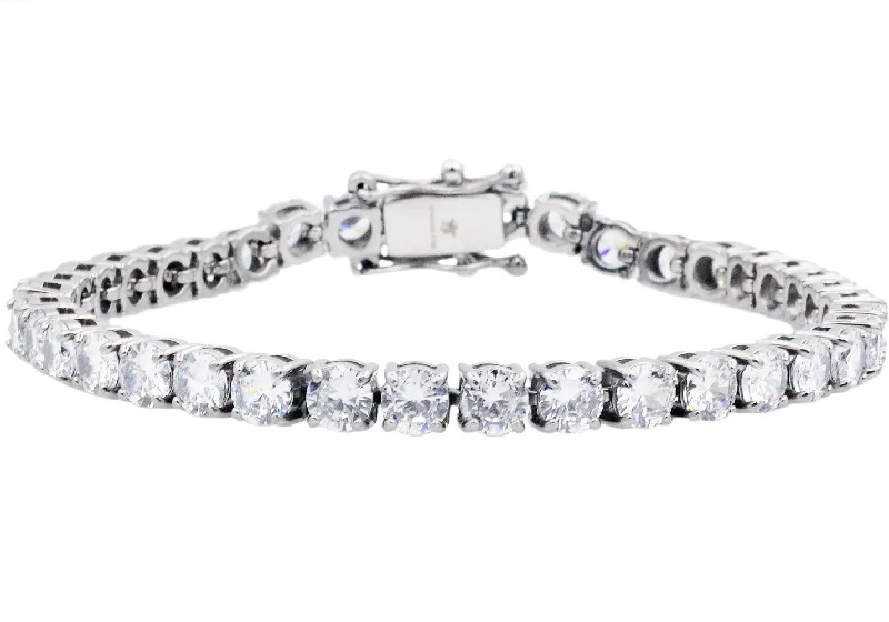 Women’s twisted bangles-Mens Stainless Steel Chain Bracelet With Cubic Zirconia