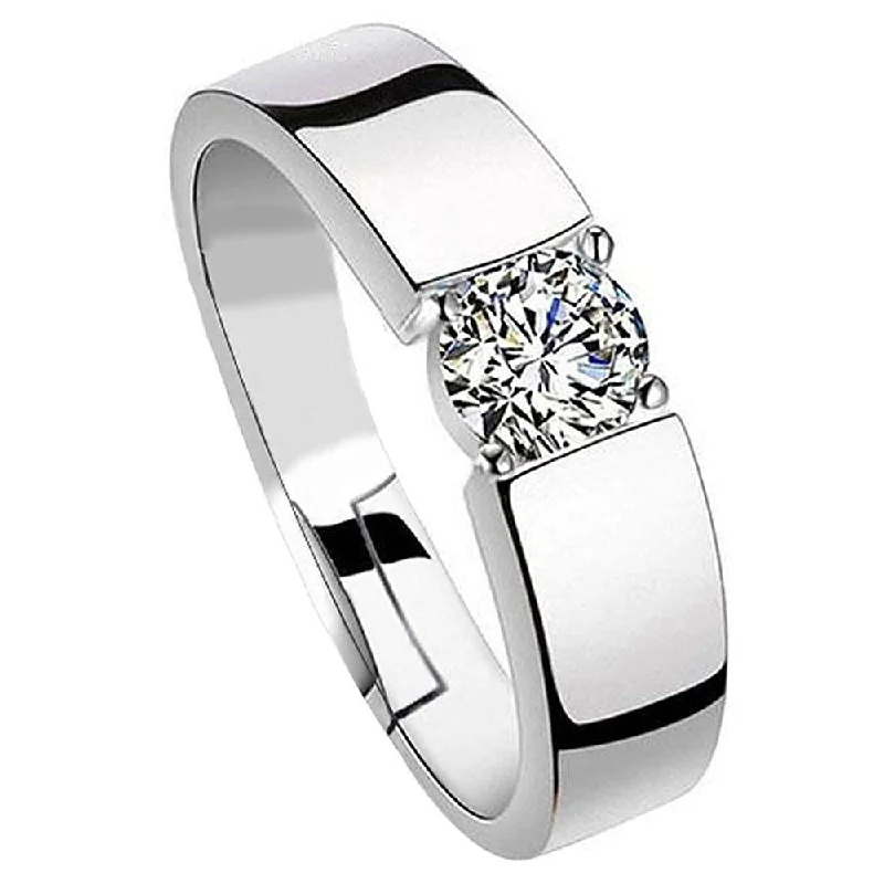 Women’s gemstone engagement rings-Mahi Elegant Classic Solitaire Adjustable Ring With Cubic Zirconia