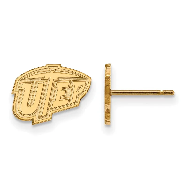 Women’s geometric stud earrings-14k Gold Plated Silver University of Texas El Paso Post Earrings