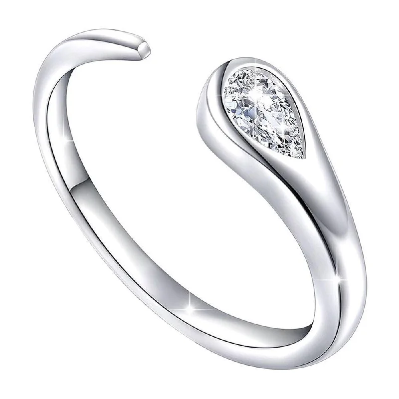 Women’s bridal set rings-Mahi Exquisite White Solitaire Gleaming Cz Open Wrap Adjustable Finger Ring