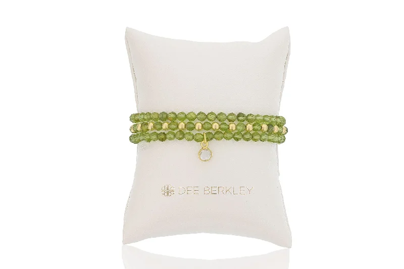 Women’s twisted bracelets-Peridot & Gold Filled Bead Stretch Bracelet Set by Dee Berkley