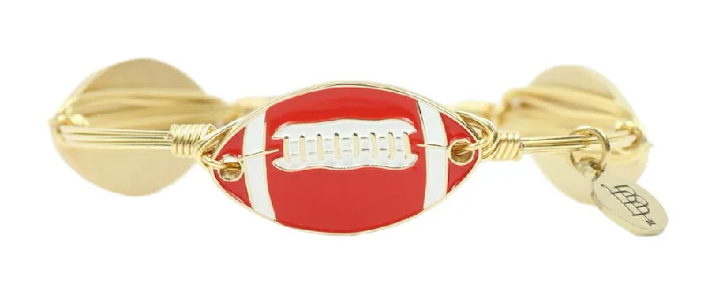 Women’s silver bangles-The Football Bangle Bracelet - Red