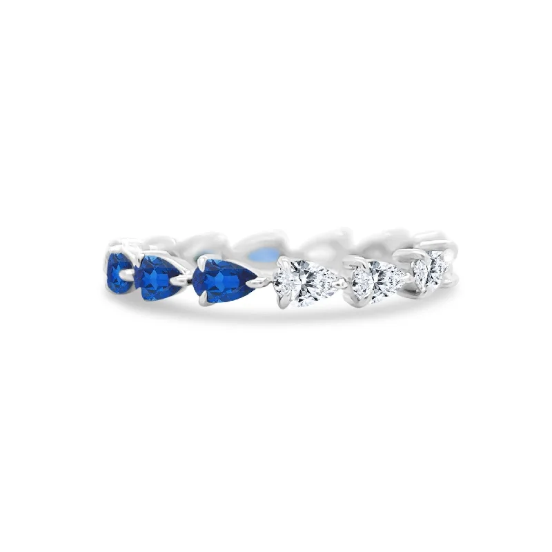 Women’s nature-inspired rings-LLJ Signature Chasing Sapphire & Diamond Pear Band