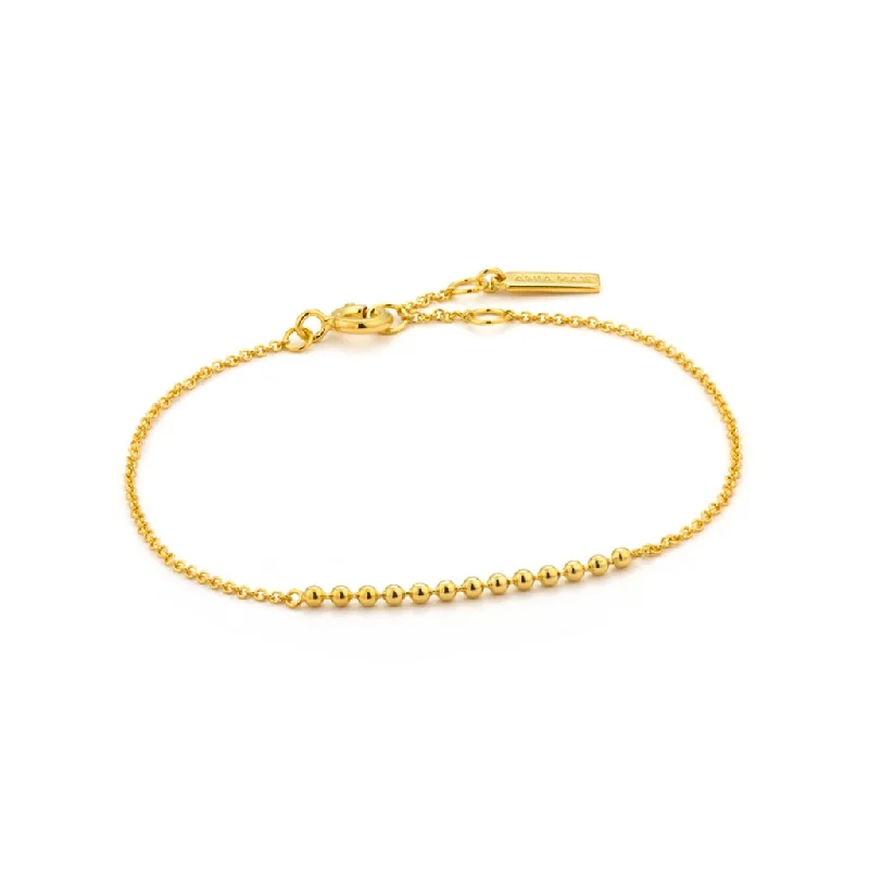 Women’s pearl-studded bracelets-14K Yellow Gold Plated Ball Bar Bracelet by Ania Haie