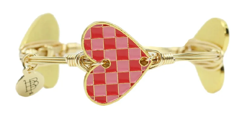 Women’s luxury bangles-The Checkered Heart Bangle Bracelet