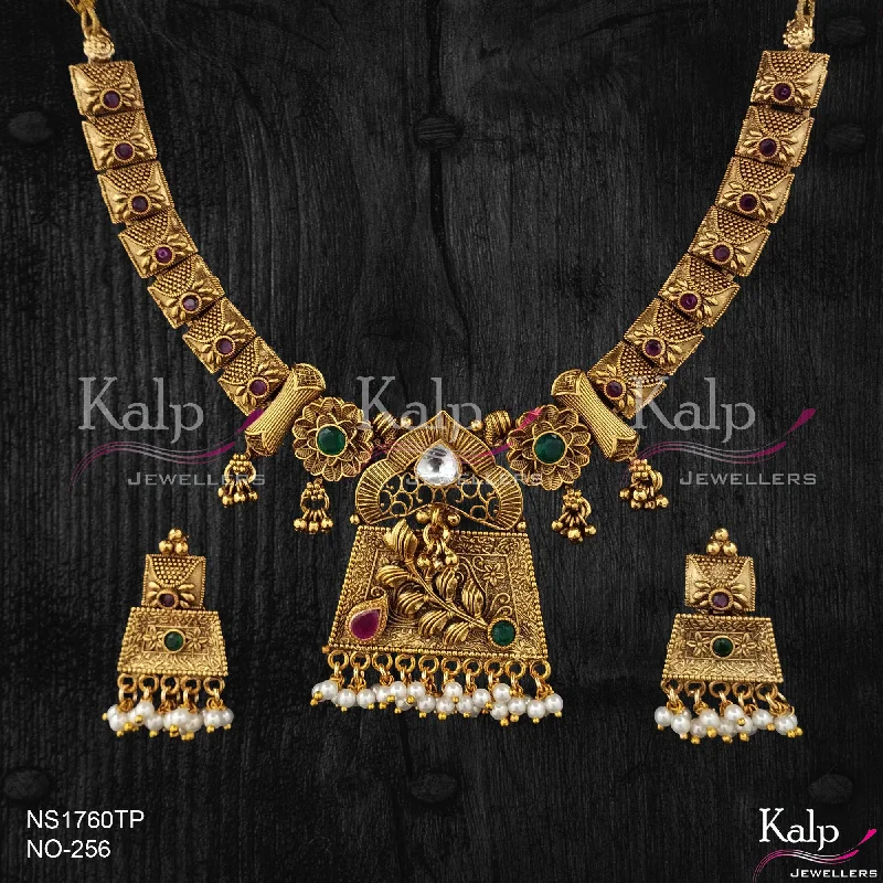 Women’s heart-shaped necklaces-Kalp Jewellers Copper Gold Plated Necklace Set