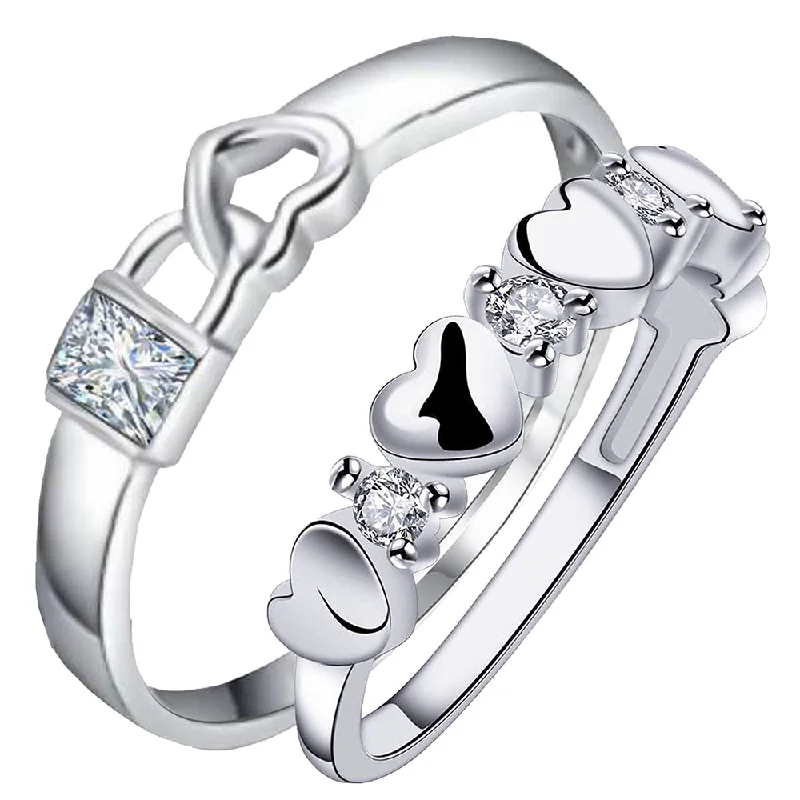 Women’s gothic rings-Mahi Valentine Gift Proposal Endless Affection Couple Ring with Crystal for Men and Women (FRCO1103217R)