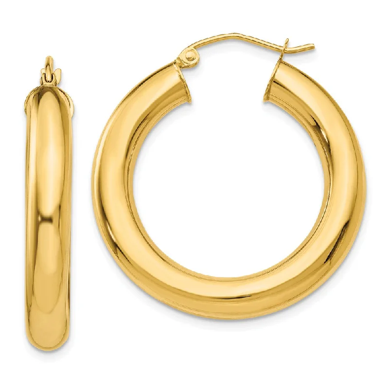 Women’s matching earrings sets-5mm, 14k Yellow Gold Classic Round Hoop Earrings, 30mm (1 1/8 Inch)