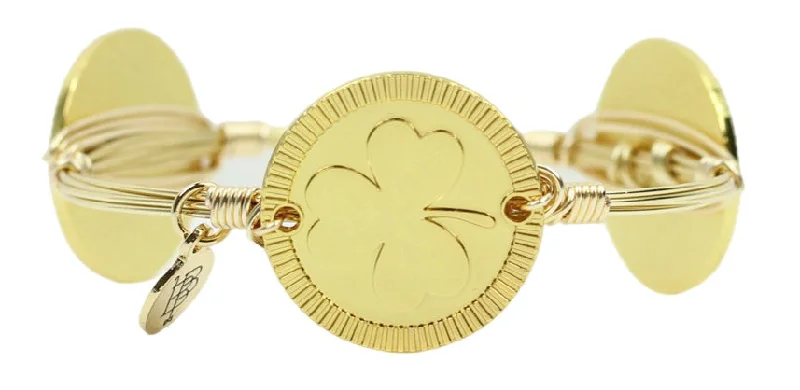 Women’s silver bangles-The Gold Shamrock Bangle Bracelet