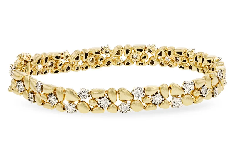 Women’s carved bracelets-14K Yellow Gold 1.00ctw Diamond Pebble Bracelet by Allison Kaufman