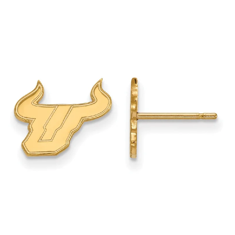 Women’s modern earrings-14k Gold Plated Silver Univ. of South Florida XS (Tiny) Post Earrings