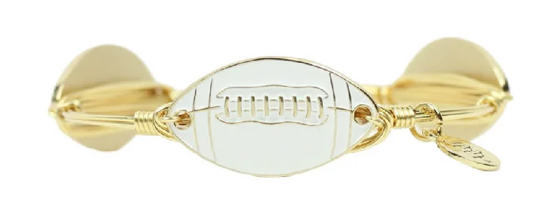 Women’s personalized cuff bracelets-The Football Bangle Bracelet - White