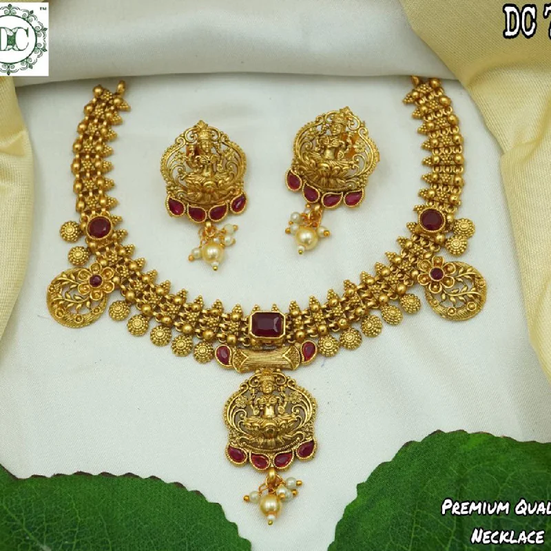 Women’s crystal charm necklaces-Diksha Collection Gold Plated Temple Necklace Set