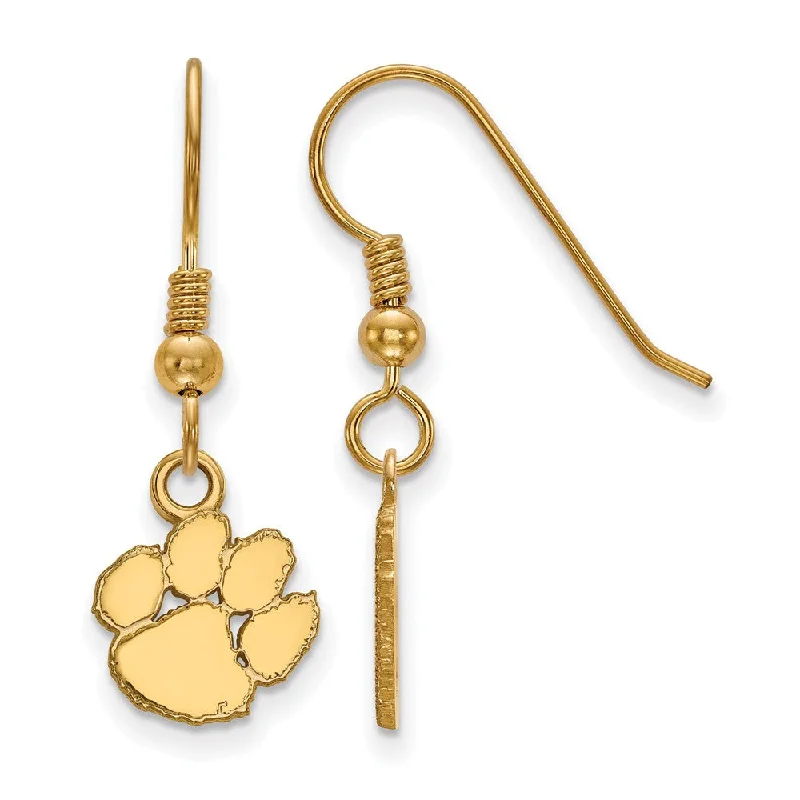 Women’s dangly earrings-14k Gold Plated Silver Clemson University XS (Tiny) Dangle Earrings