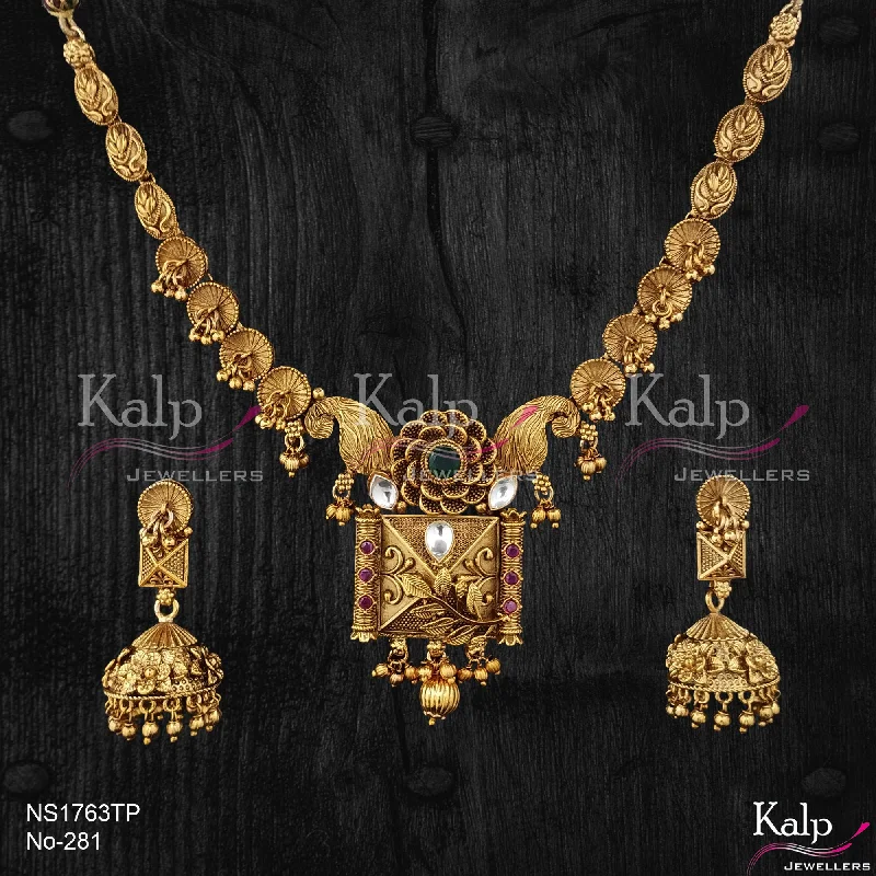 Women’s flower charm necklaces-Kalp Jewellers Copper Gold Plated Necklace Set