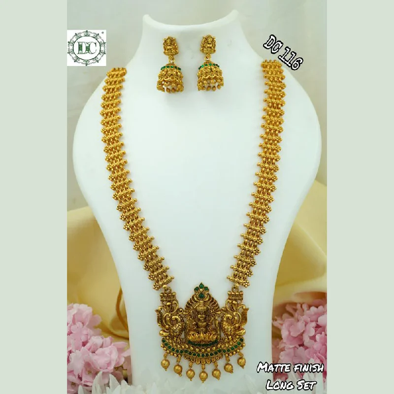 Women’s rose quartz necklaces-Diksha Collection Gold Plated Temple Necklace Set