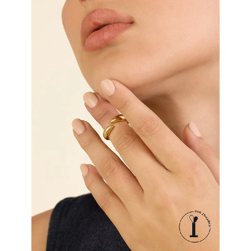 Women’s birthstone rings-Isharya Gold Bubble Ring In 18Kt Gold Plated