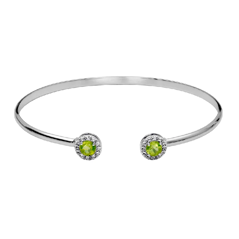 Women’s custom bangles-Sterling Silver Peridot & White Topaz Halo Cuff Bracelet by Samuel B.