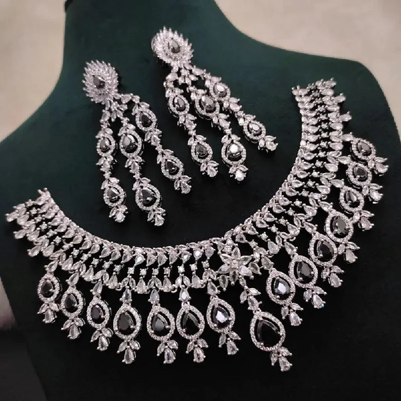 Women’s matching necklace sets-Aamrapali Silver Plated American Diamond Necklace Set