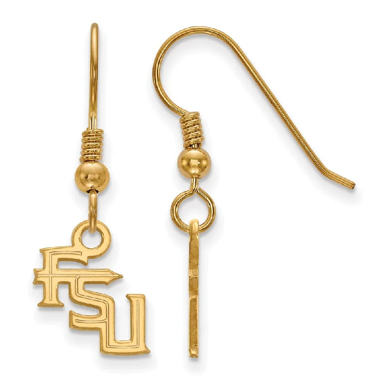 Women’s diamond earrings-14k Gold Plated Silver Florida State University Dangle Earrings