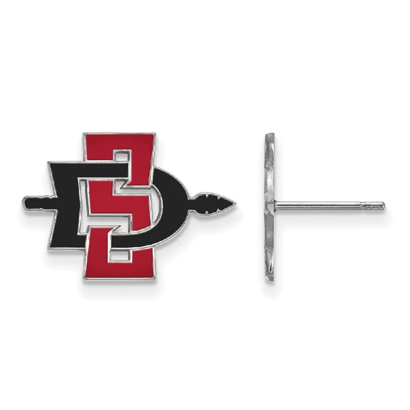 Women’s star earrings-Sterling Silver San Diego State University Small Post Earrings