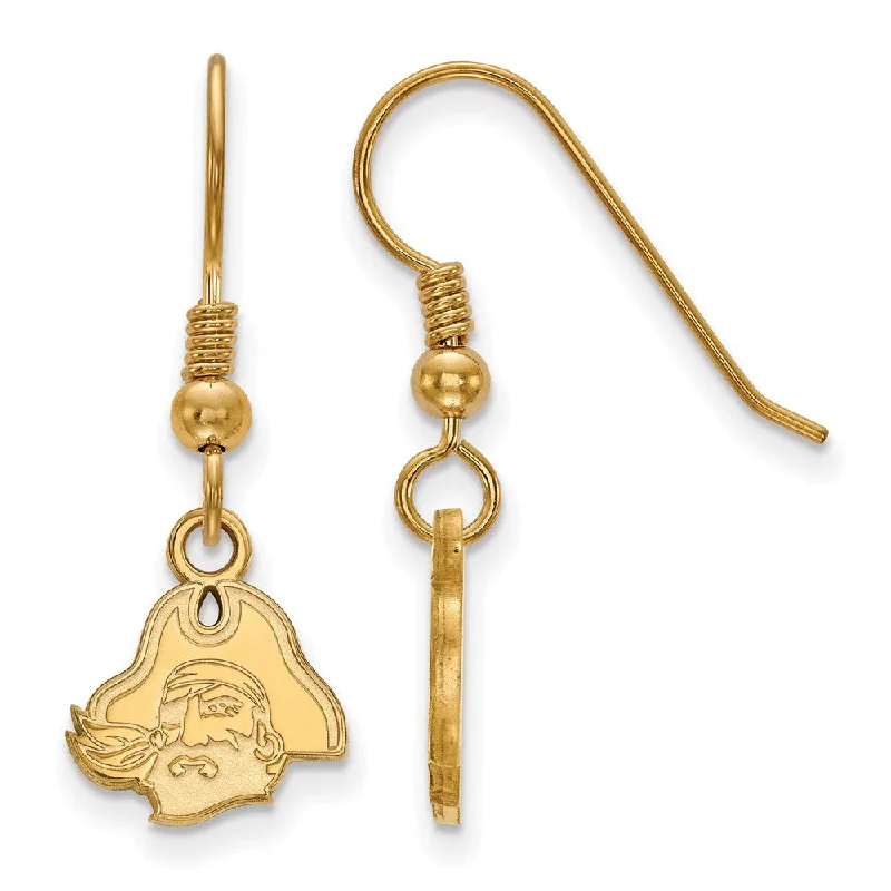 Women’s diamond earrings-14k Gold Plated Silver East Carolina University Dangle Earrings