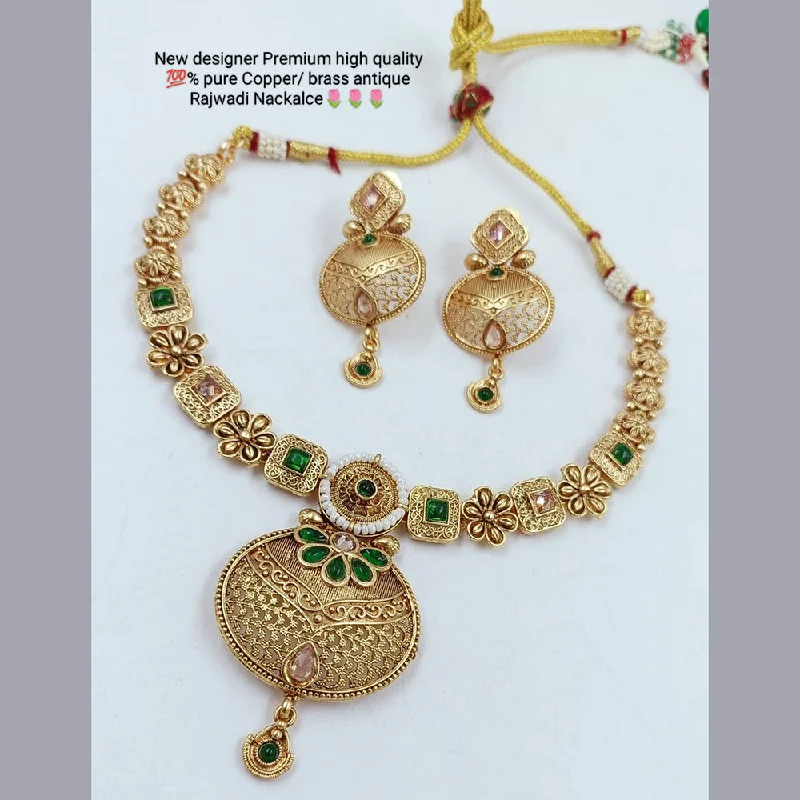 Women’s high-end necklaces-Manisha Jewellery Gold Plated Pota Stone Necklace Set