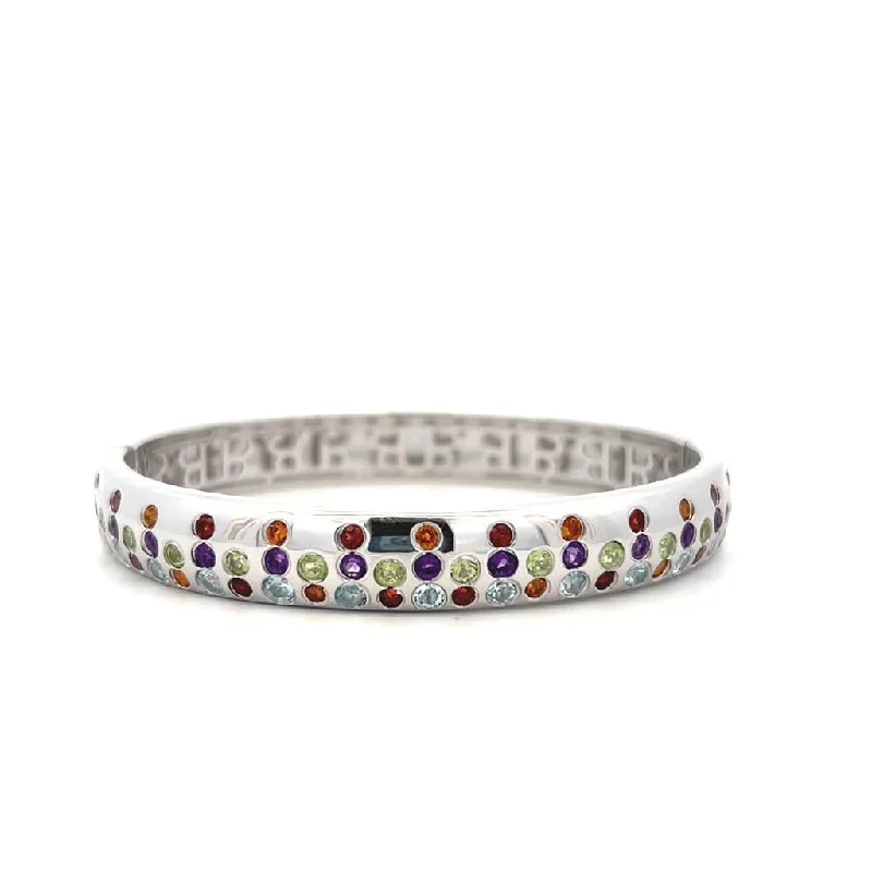 Women’s infinity bangles-Sterling Silver Multi Gemstone Bangle Bracelet by Samuel B.