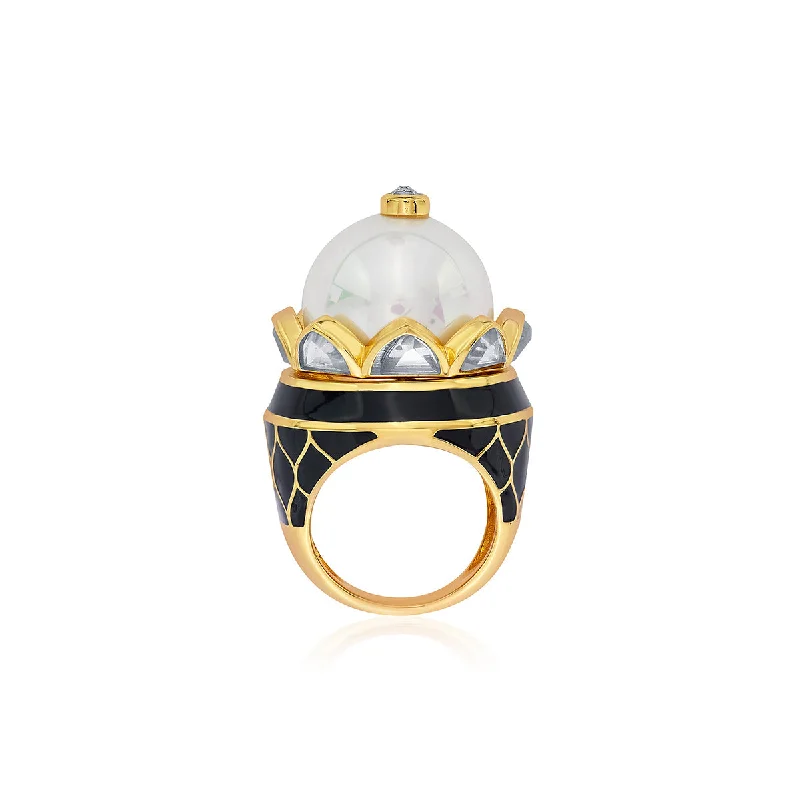 Women’s cocktail rings-Amina Pearl Dome Ring